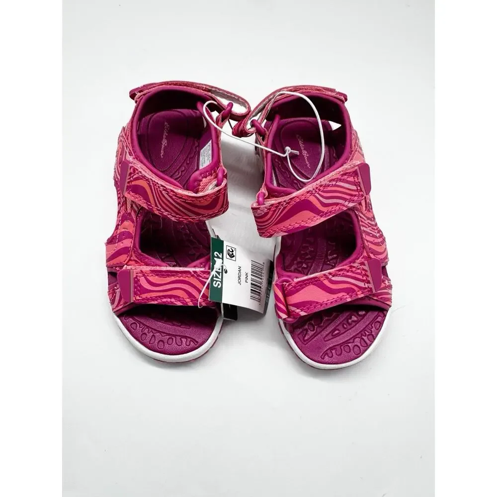 NWT Eddie Bauer Adjustable Strap Jordan River Sandal Pink Waves Little Girls 12